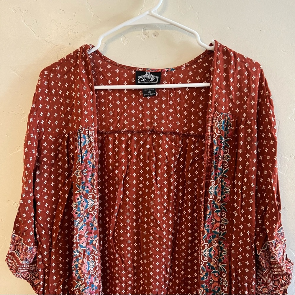 Angie Rust Red Boho Duster Kimono - Picture 2 of 9